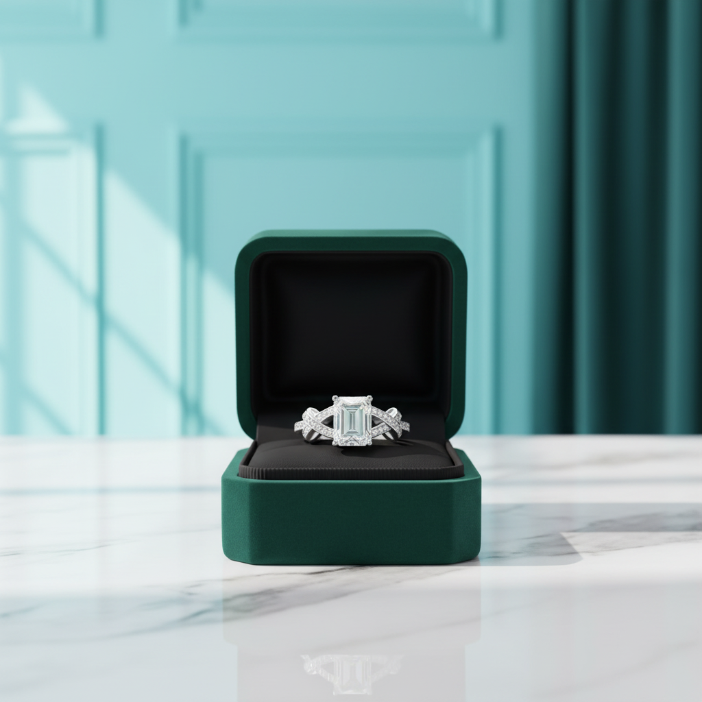 Luxurious 3ct Emerald cut Diamond OptionWedding Ring - Evani Naomi Jewelry