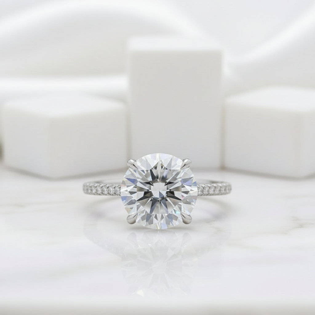 Luxurious 4.0 Ct Round Cut Diamond Birthstone Engagement Ring-Evani Jewelry