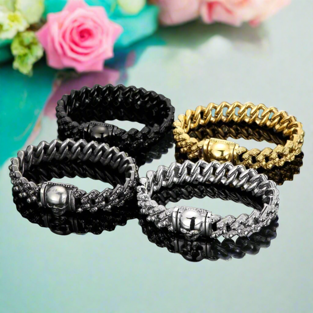 Luxury Skull Vintage Men's Cuban Chain Bracelet-Evani Naomi Jewelry