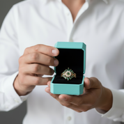 Radiant Testament- Pear Cut Three Ring Moss Agate & Natural Opal