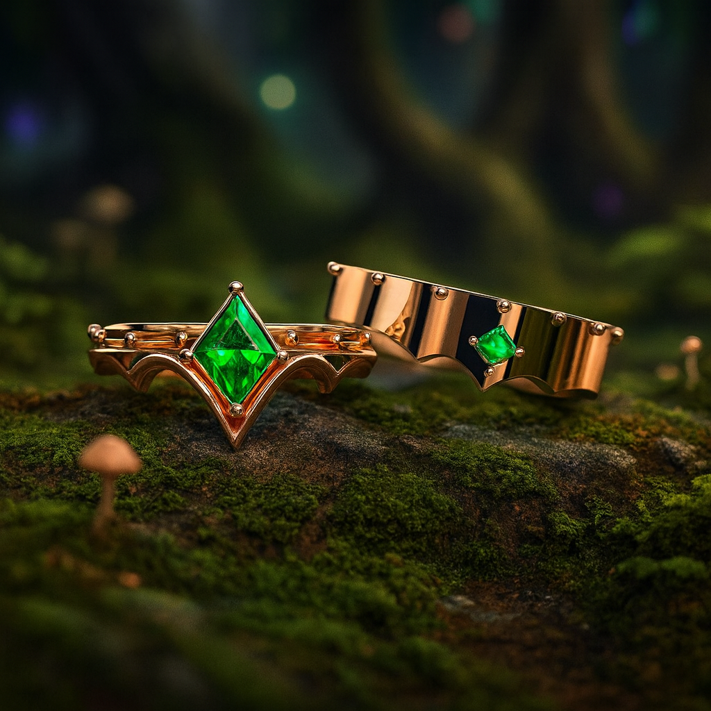 Marksman's Ring Set (Women)- Video Game Inspired Rings in 14k Yellow Gold - Evani Naomi Jewelry