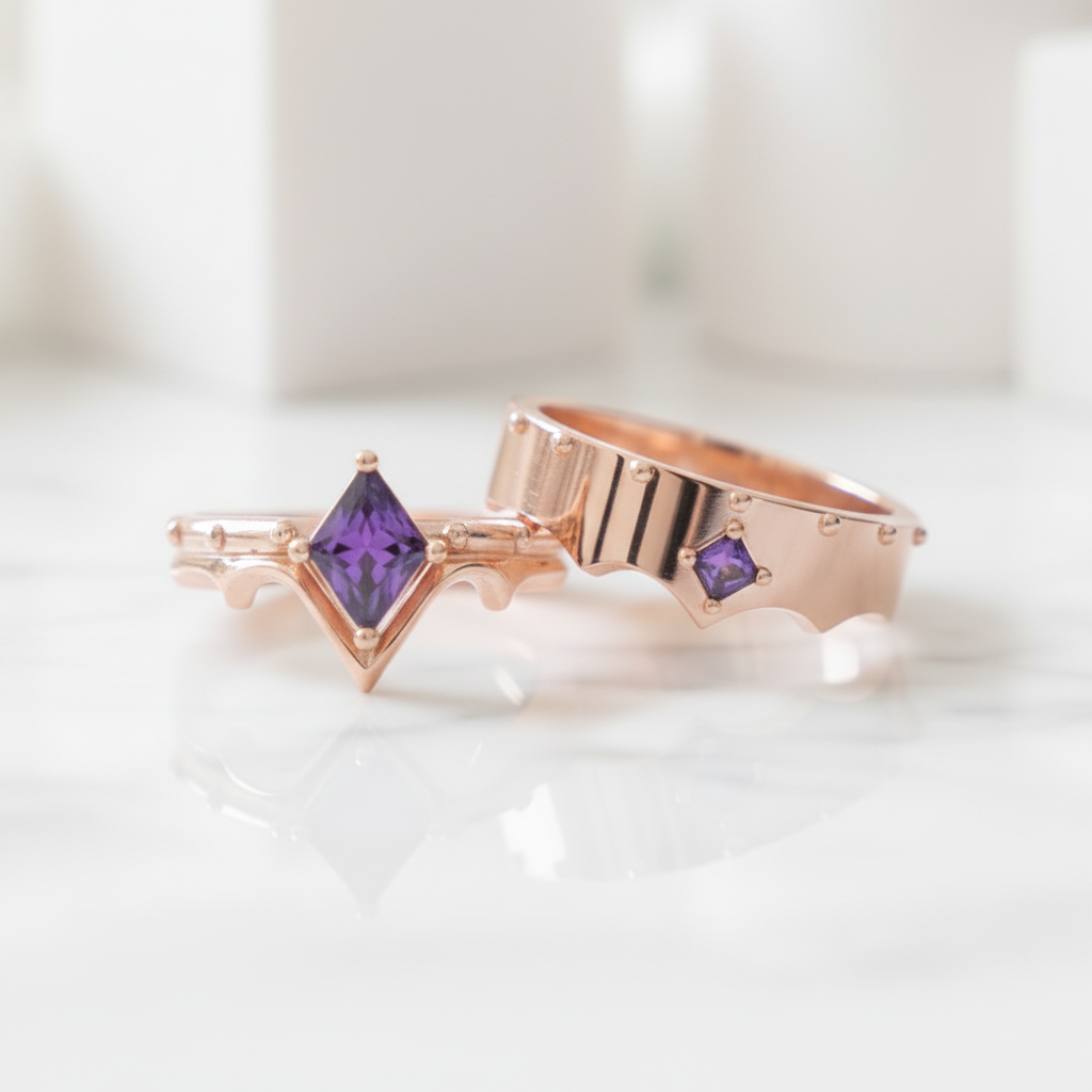 Amethyst Ring (Unisex) in 14k Rose Gold-Evani Jewelry