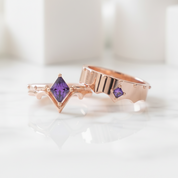 Amethyst Ring (Unisex) in 14k Rose Gold-Evani Jewelry