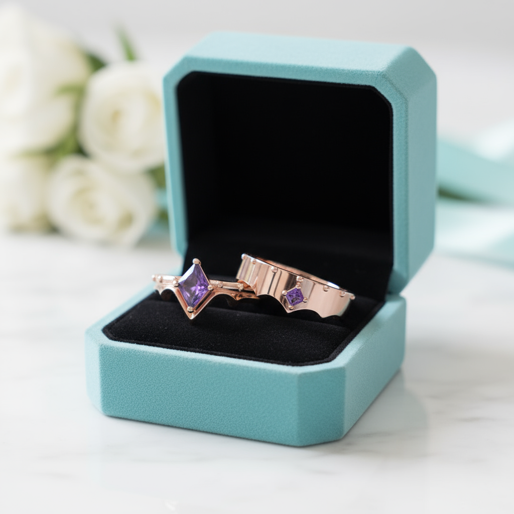 Amethyst Ring (Unisex) in 14k Rose Gold-Evani Jewelry