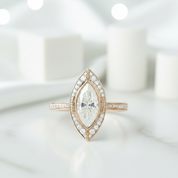 Marquise Cut 14K Rose Gold Diamond Engagement Ring-Evani Jewelry