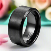 Matte Black Tungsten Carbide Men's Wedding Band-Evani Naomi Jewelry