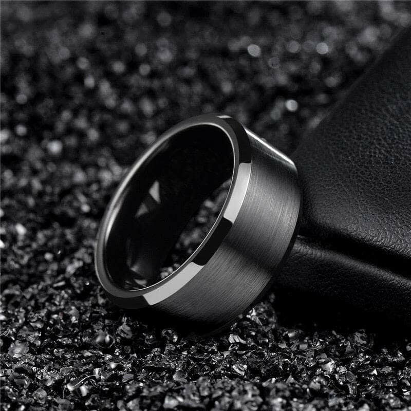 Matte Black Tungsten Carbide Men's Wedding Band-Evani Naomi Jewelry