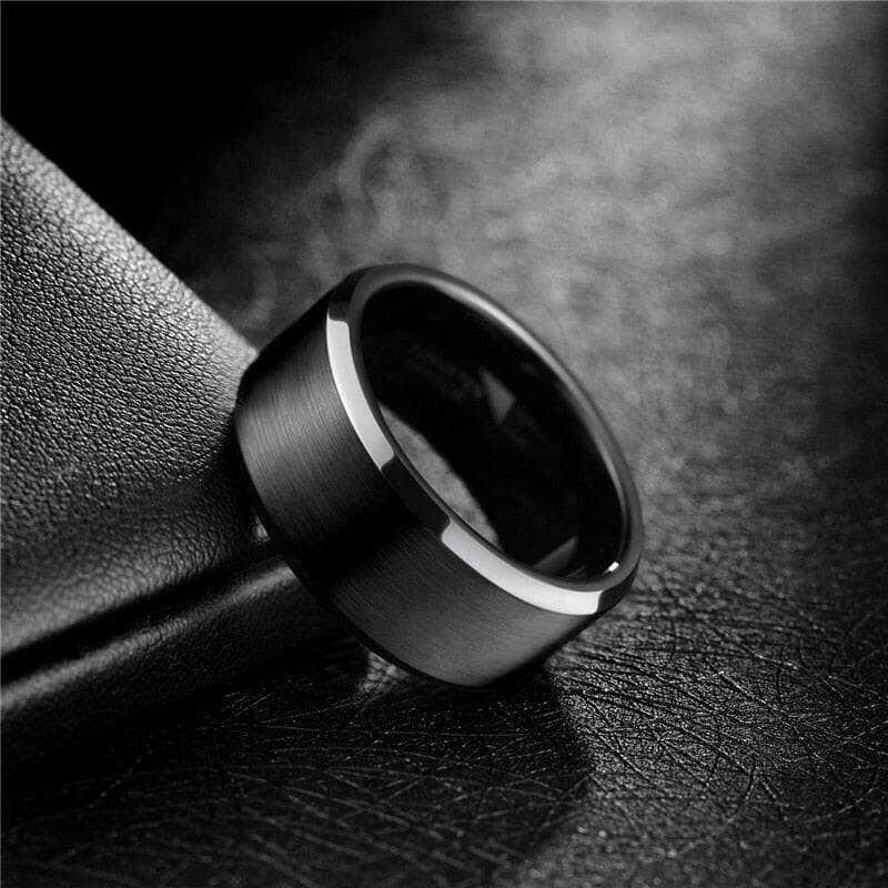 Matte Black Tungsten Carbide Men's Wedding Band-Evani Naomi Jewelry