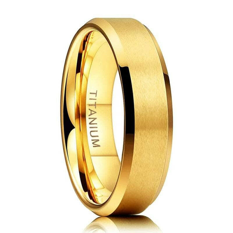 Matte Yellow Gold Unisex Titanium Wedding Band-Evani Jewelry