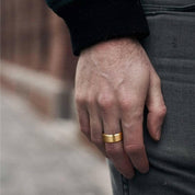 Matte Yellow Gold Unisex Titanium Wedding Band-Evani Naomi Jewelry