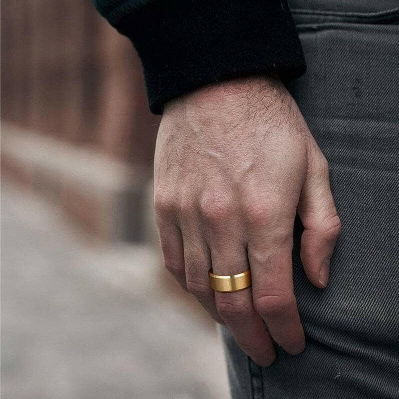 Matte Yellow Gold Unisex Titanium Wedding Band-Evani Naomi Jewelry