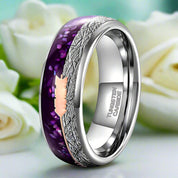 Men's Tungsten Wedding Band with Purple Agate Meteorites-Evani Naomi Jewelry