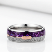 Men's Tungsten Wedding Band with Purple Agate Meteorites - Evani Naomi Jewelry