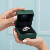 Men's Tungsten Wedding Band with Purple Agate Meteorites - Evani Naomi Jewelry