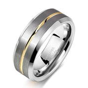 Men's Tungsten Wedding Band with Yellow Line-Evani Naomi Jewelry