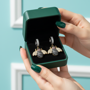 Micro Pave Diamond Option Golden Bee Dangle Earrings