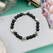 Miniature Skulls and Black Beads Punk Bracelet-Evani Naomi Jewelry
