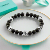 Miniature Skulls and Black Beads Punk Bracelet-Evani Naomi Jewelry