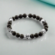 Miniature Skulls and Black Beads Punk Bracelet-Evani Naomi Jewelry