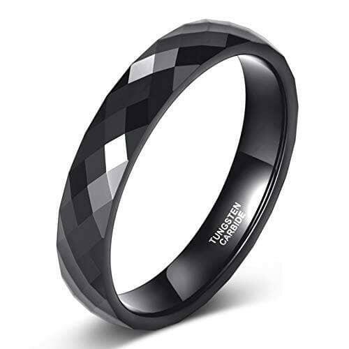 Multi Faceted Tungsten Wedding Band-Evani Naomi Jewelry