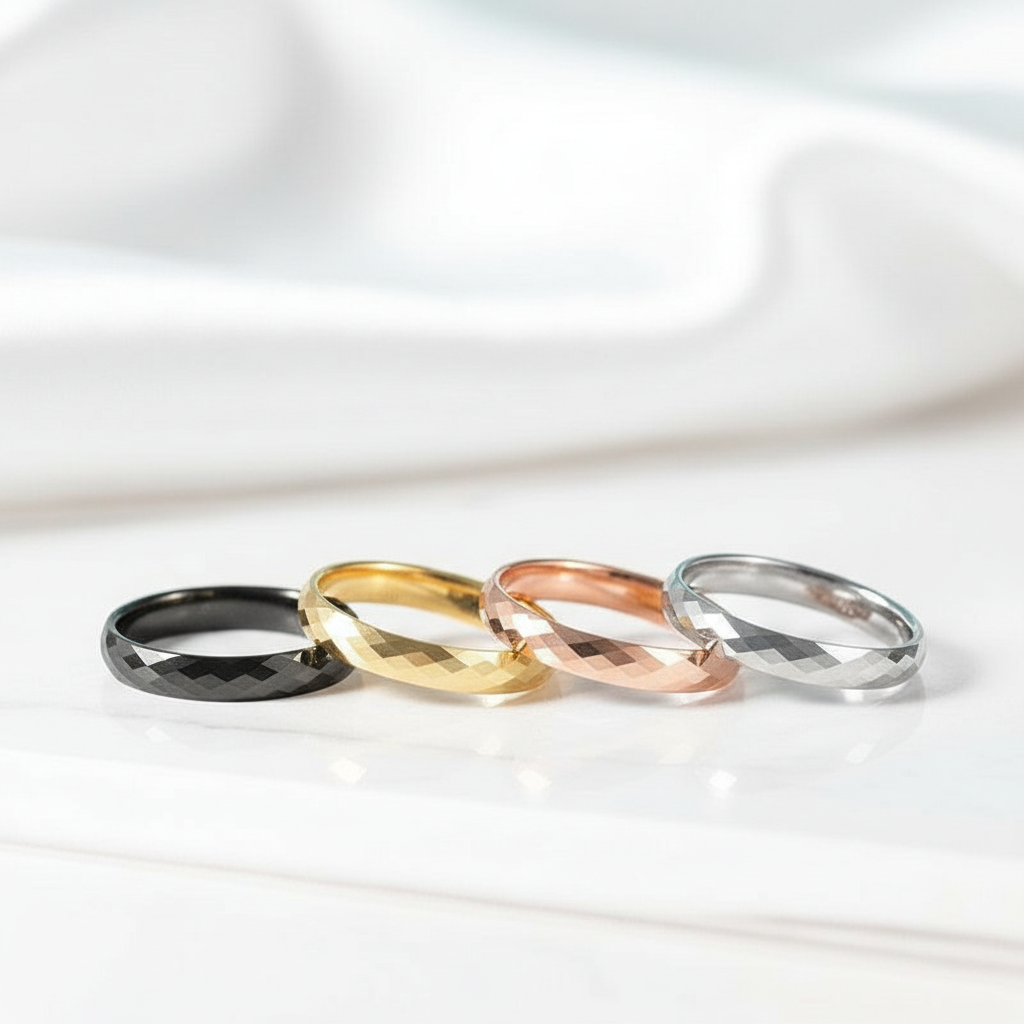 Multi-Faceted Tungsten Wedding Band - Evani Naomi Jewelry