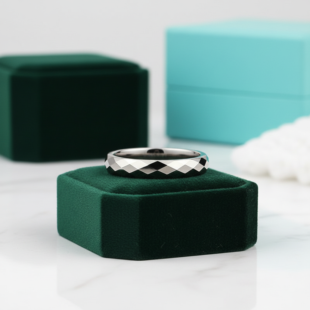 Multi-Faceted Tungsten Wedding Band - Evani Naomi Jewelry