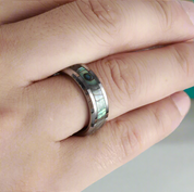 Multi-color Men's Tungsten Wedding Band with Abalone Shell Inlay-Evani Naomi Jewelry