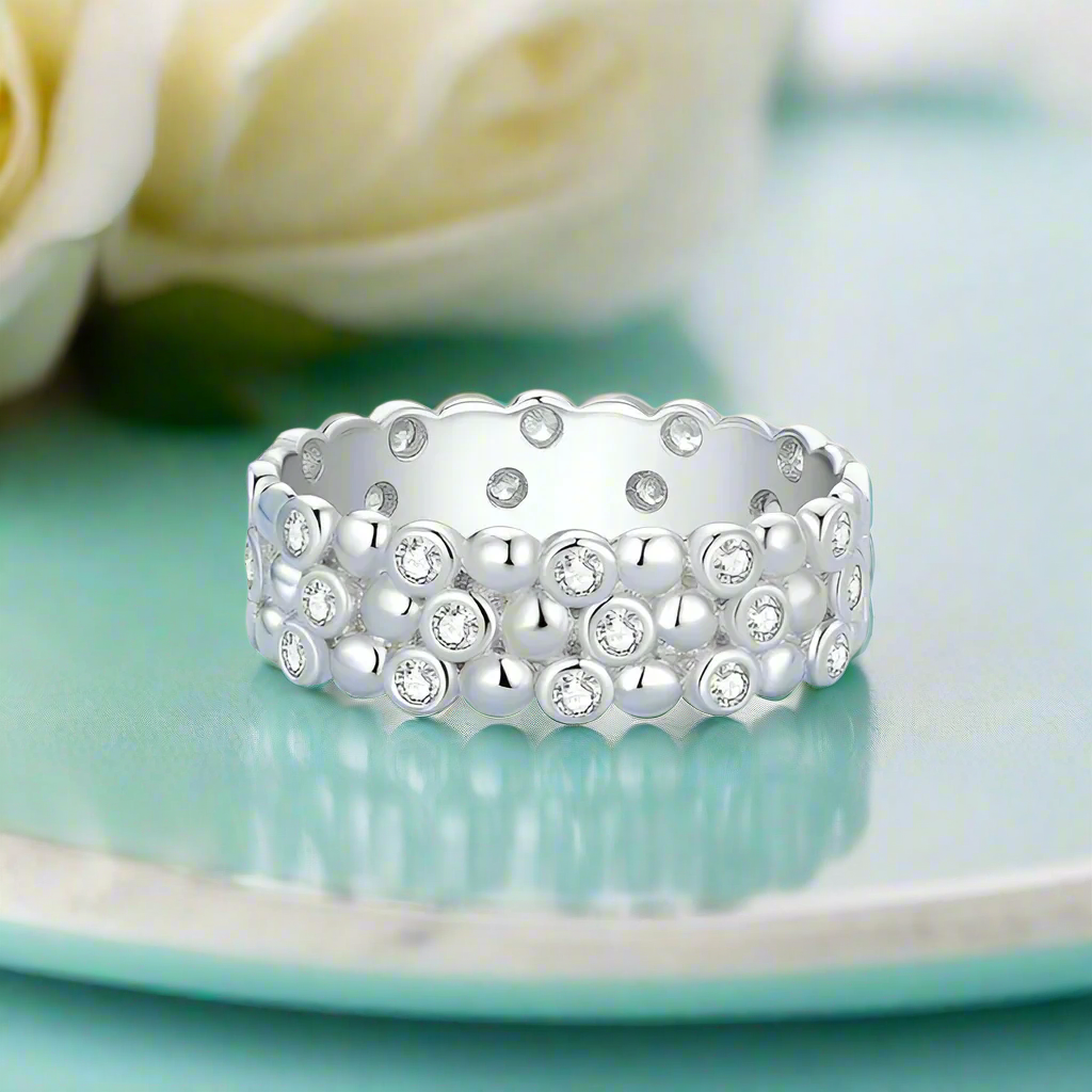 Multi-layer Diamond with Beans Wedding Band-Evani Naomi Jewelry