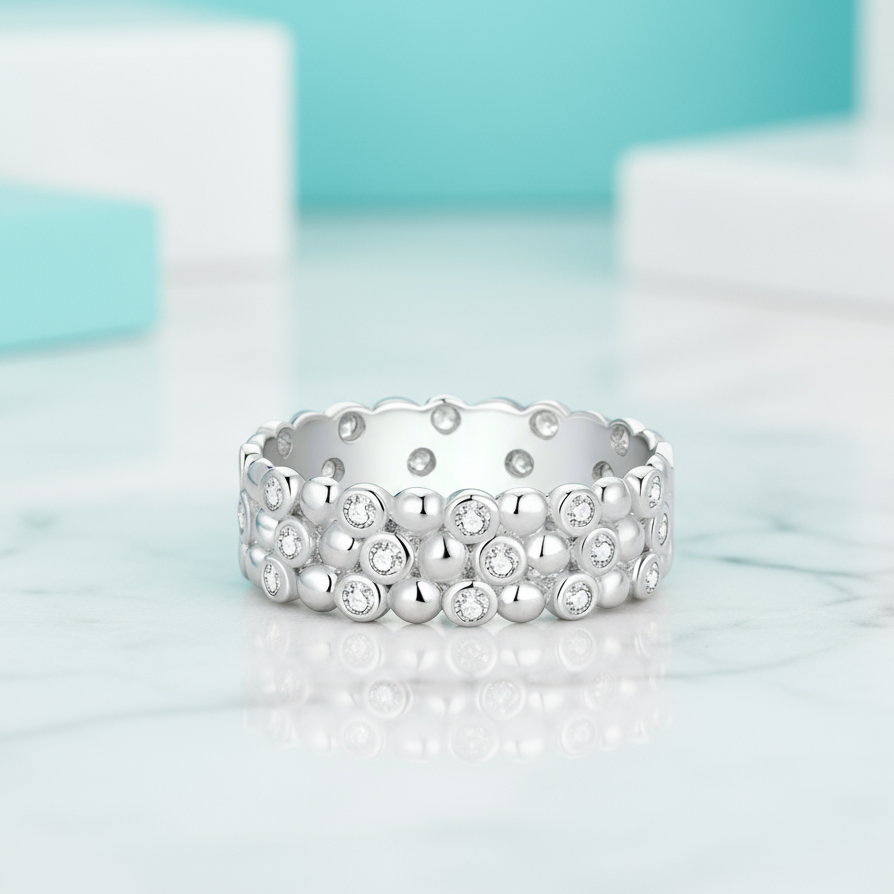 Multi-layer Diamond with Beans Wedding Band-Evani Naomi Jewelry