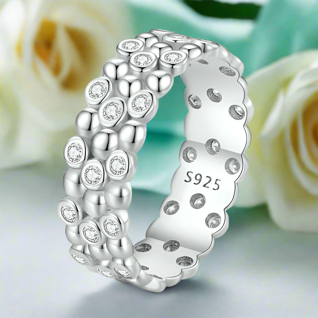 Multi-layer Diamond with Beans Wedding Band-Evani Naomi Jewelry