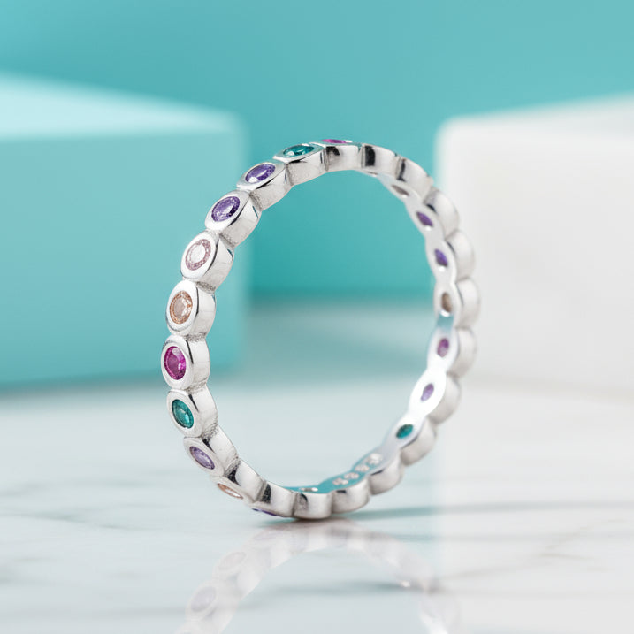 Multicolor Diamond Wedding Band-Evani Naomi Jewelry