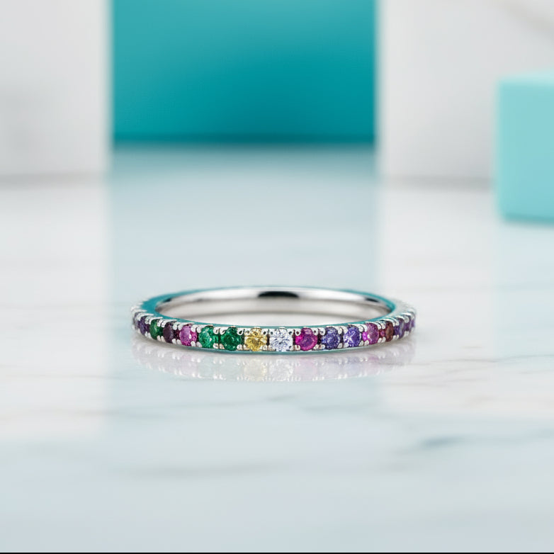 Multicolor Diamond Wedding Band-Evani Naomi Jewelry