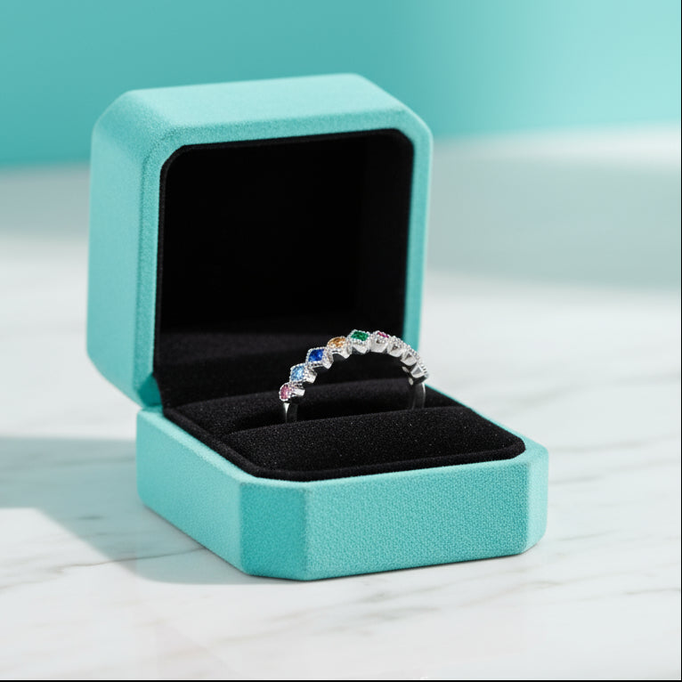 Multicolor Diamond Wedding Band-Evani Naomi Jewelry