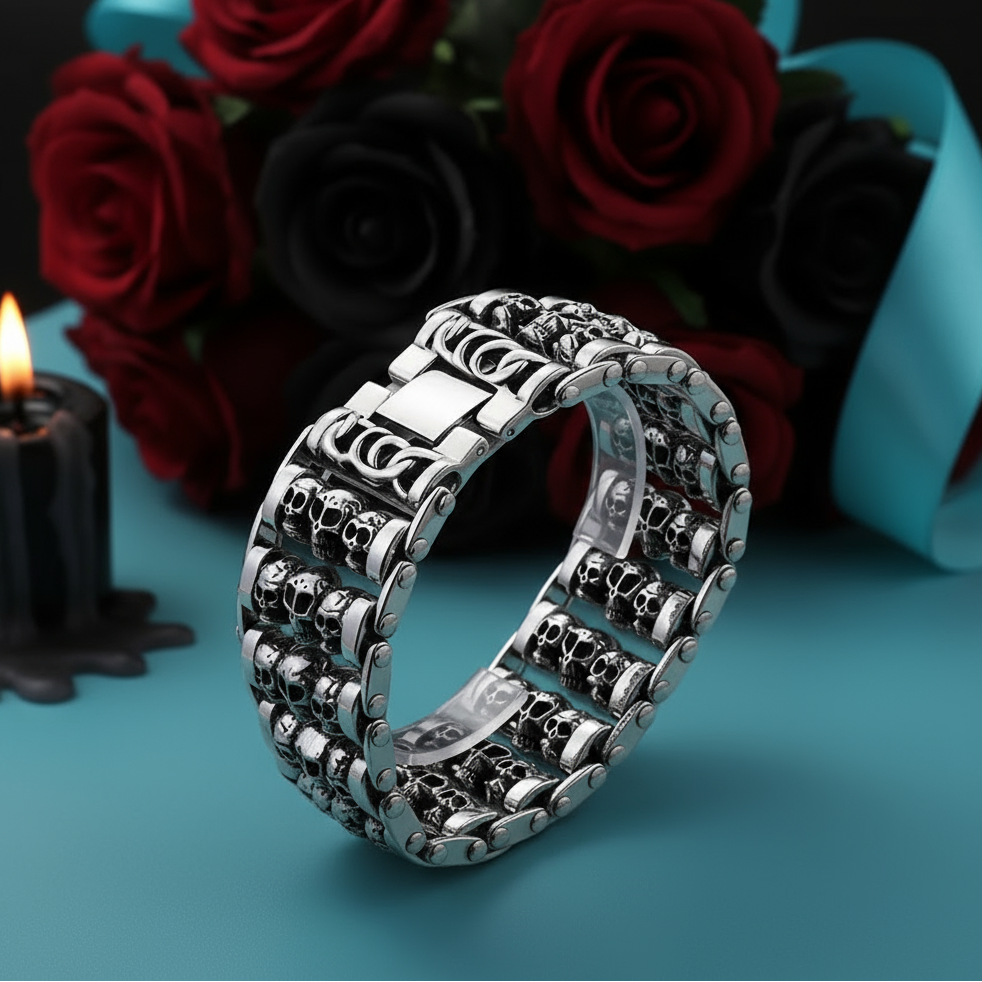 Multiple Skull Heads Charm Punk Bracelet-Evani Naomi Jewelry