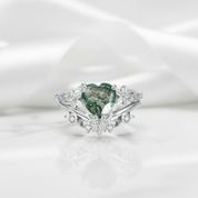 My Heart- Natural Moss Agate Wedding Ring