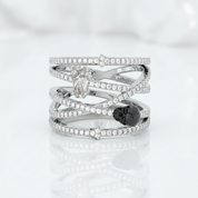 My Other Half Gothic Wedding Rings in 14k Gold Limited Coffin Shape Diamond Option - Evani Naomi Jewelry