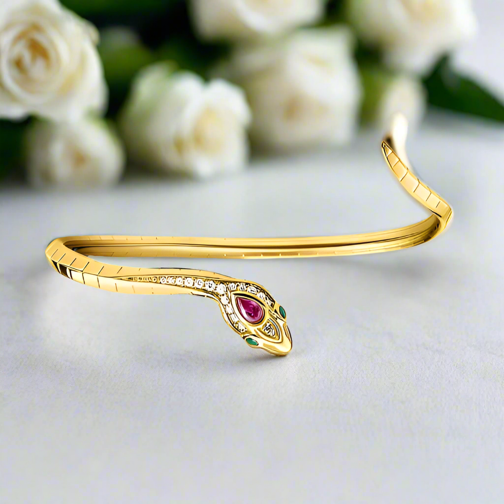 Mysterious Curved Golden Snake Vintage Bracelet-Evani Naomi Jewelry