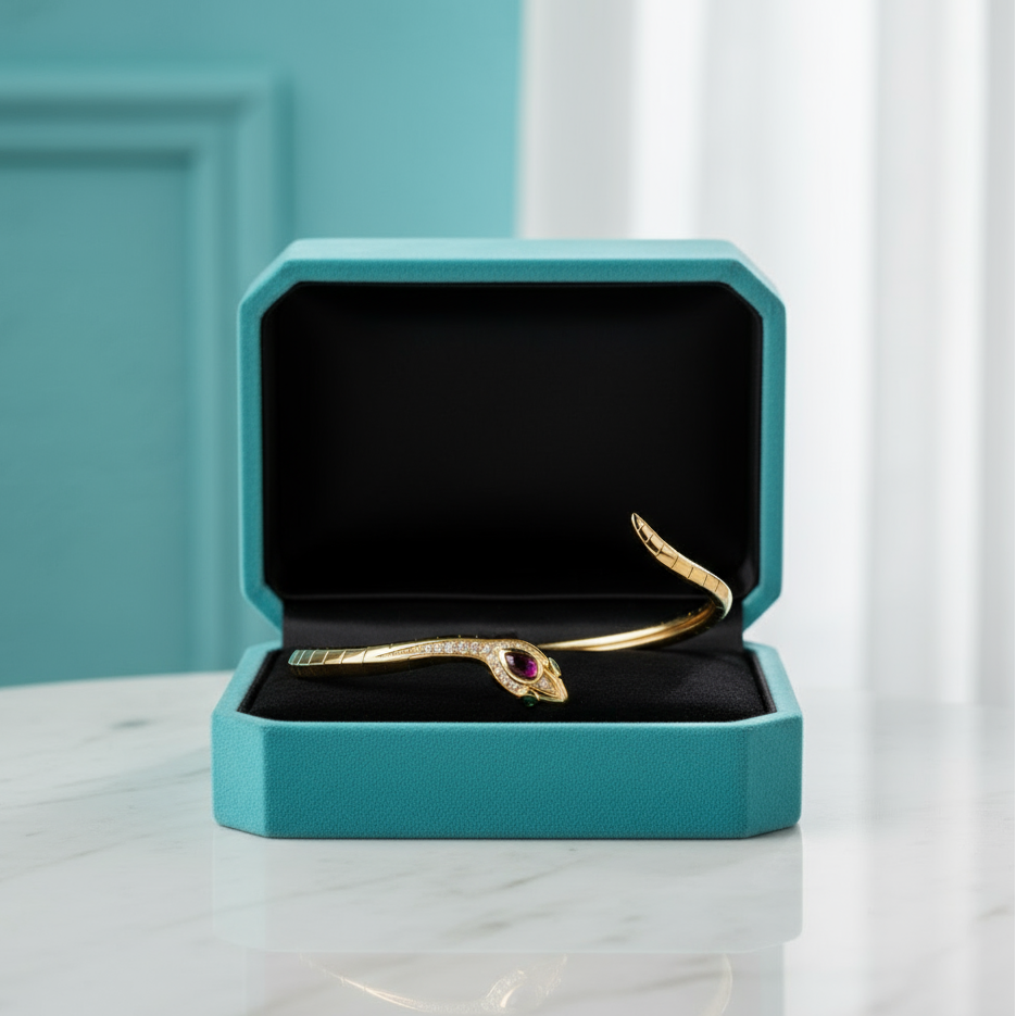 Mysterious Curved Golden Snake Vintage Bracelet-Evani Jewelry