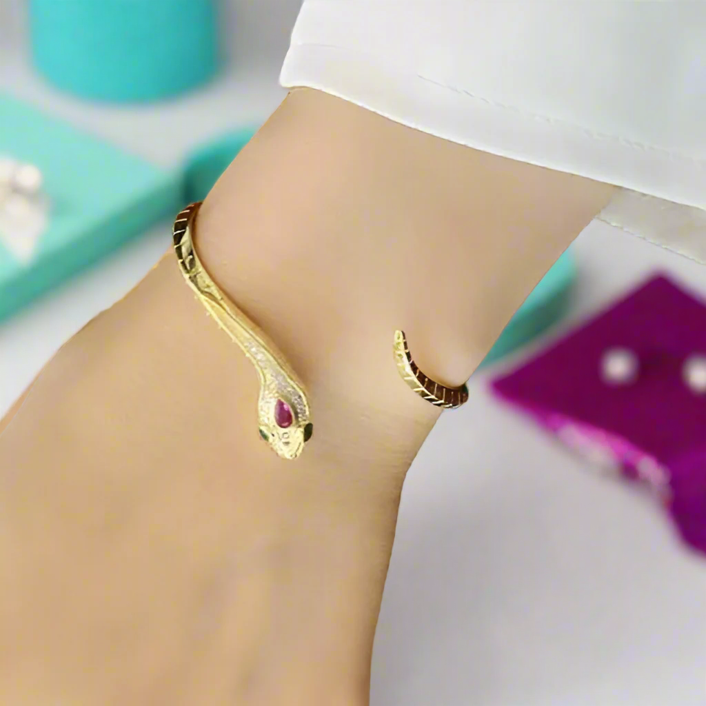 Mysterious Curved Golden Snake Vintage Bracelet-Evani Naomi Jewelry