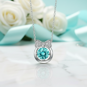 1.0 Ct Turquoise Bowknot Pendant Necklace