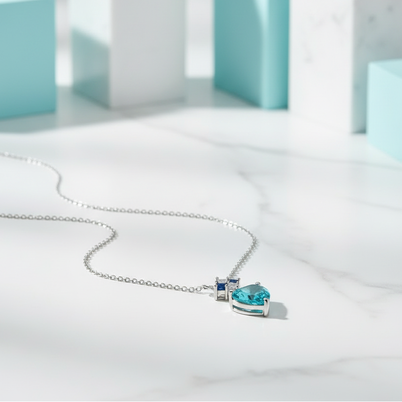 2.0 Ct Turquoise Heart Shape Pendant Necklace-Evani Jewelry