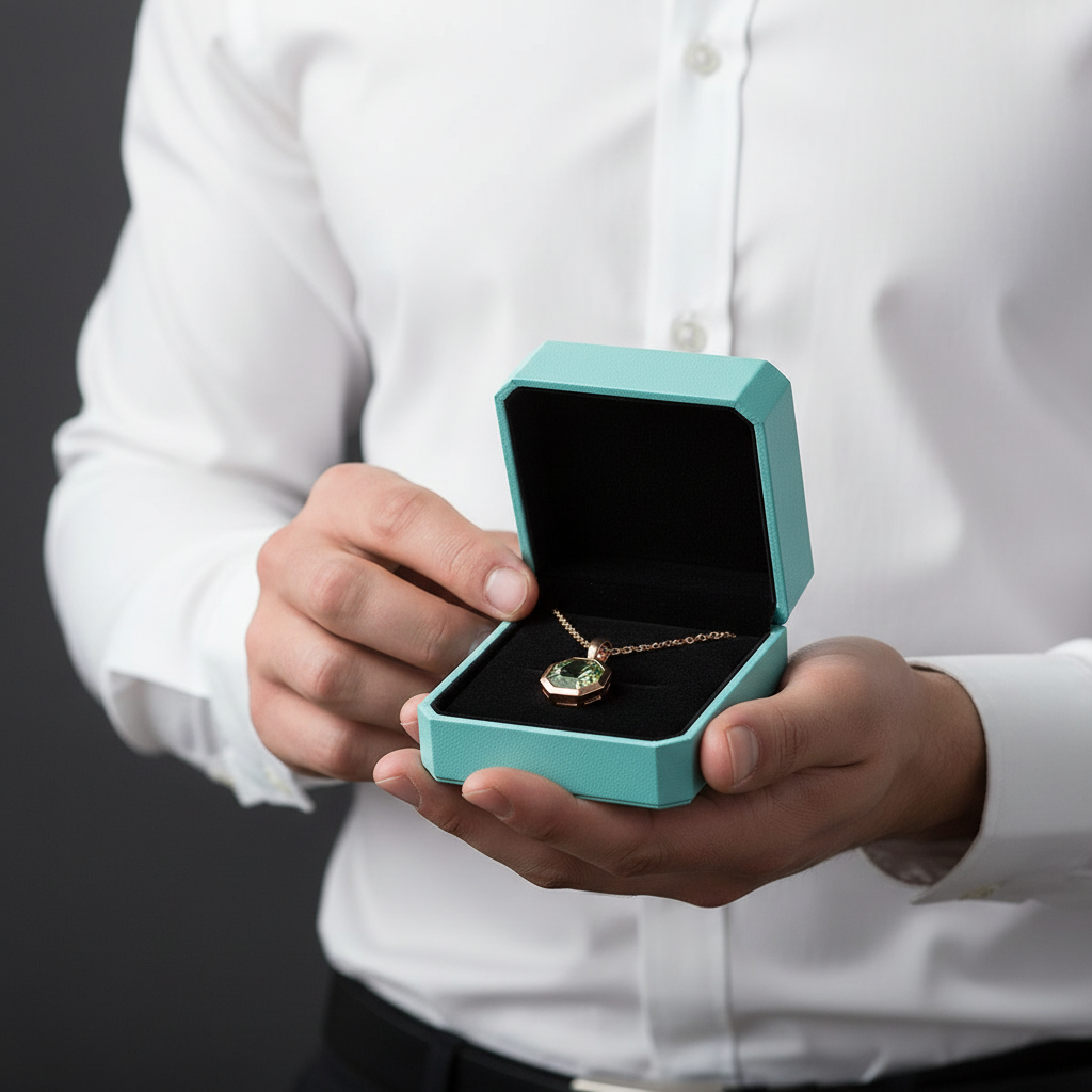 Enchanted Pendant's Tale- Hexagon Cut Natural Moss Agate Solitaire Pendant Necklace