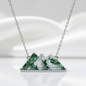 Mountain's Promise- Natural Moss Agate Mountain Shape Necklace
