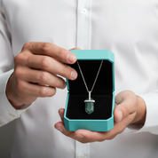 Intertwined Fates- Bullet Shaped Pendant Moss Agate Necklace