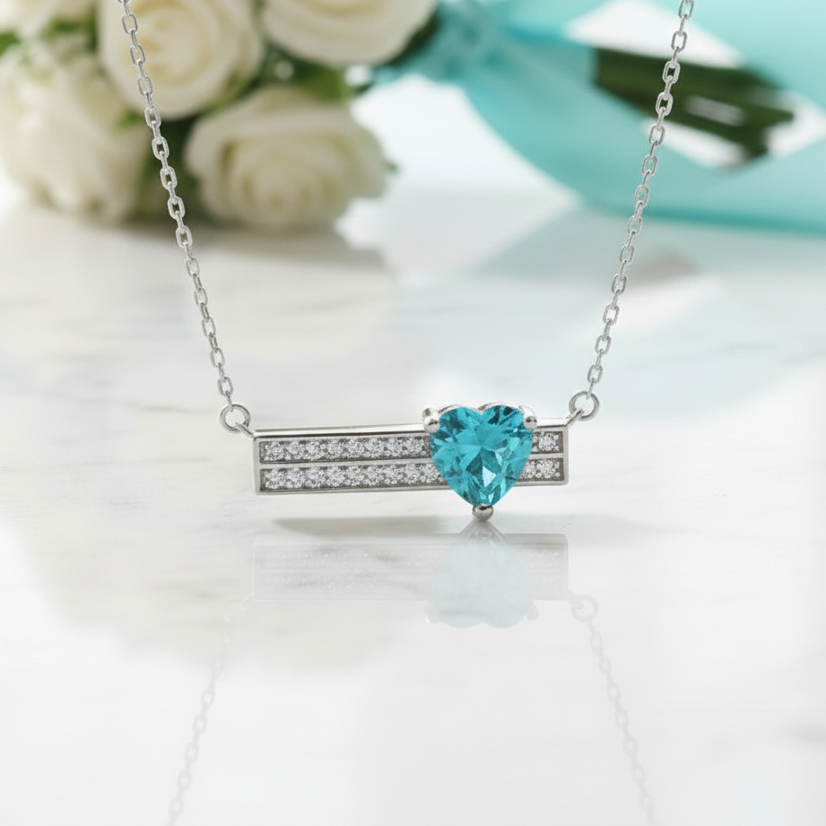 1.2 Ct Turquoise Heart Pendant Necklace
