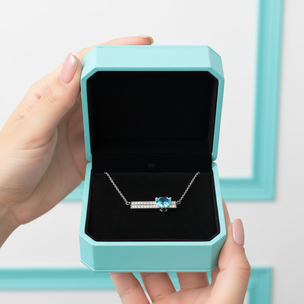 1.2 Ct Turquoise Heart Pendant Necklace