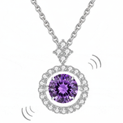 Necklace with a purple gemstone pendant on a white background