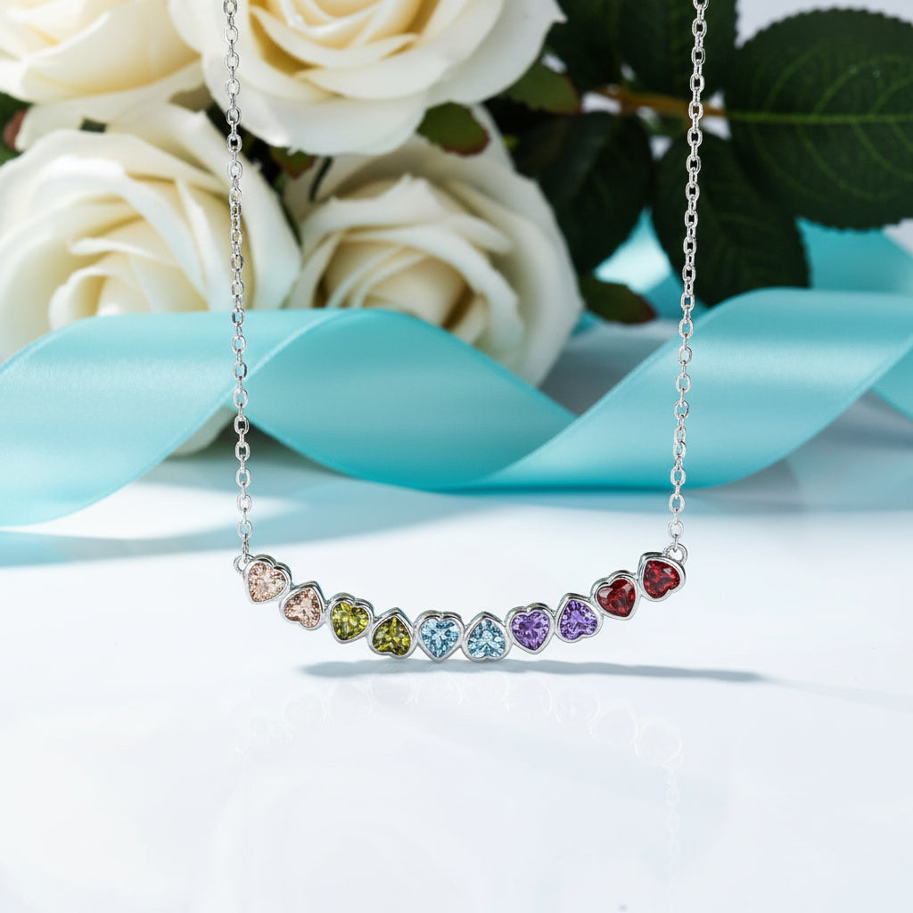 Glade for Two- Love Heart Necklace For Women Natural Moss Agate and Rainbow-Evani Jewelry