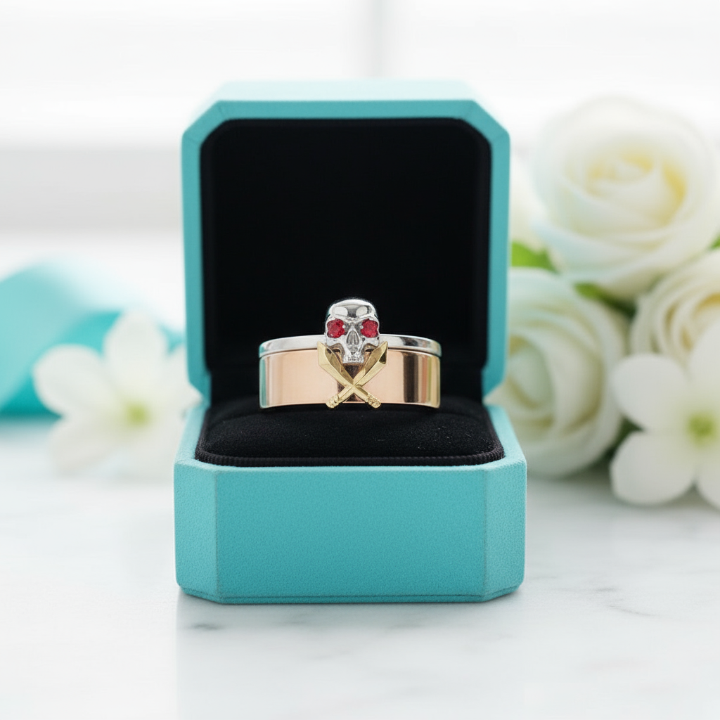Garnet Couples Ring in 14k Rose Gold-Evani Jewelry