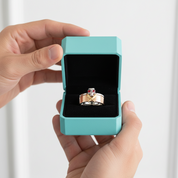 Ruby Birthstone Couples Ring in 14k Rose Gold-Evani Jewelry